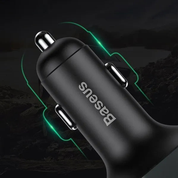 FM siųstuvas Baseus S-09A Bluetooth 2xUSB microSD įkroviklis LCD ekranas