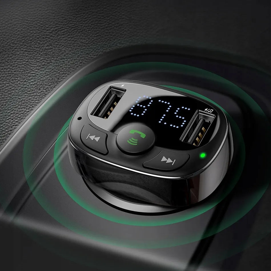 FM siųstuvas Baseus S-09A Bluetooth 2xUSB microSD įkroviklis LCD ekranas