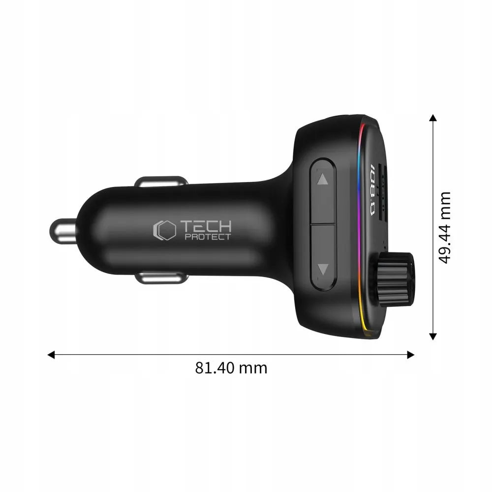 FM siųstuvas įkroviklis Bluetooth BT USB Type-C QC 3.0 + PD 36W LED MP3