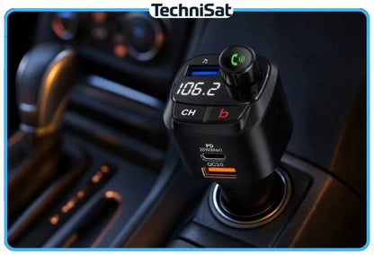 FM siųstuvas TechniSat DIGICAR 200 BT Bluetooth USB-C QC 3.0 12/24V