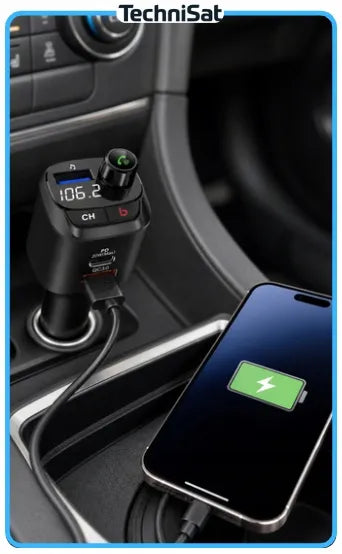 FM siųstuvas TechniSat DIGICAR 200 BT Bluetooth USB-C QC 3.0 12/24V