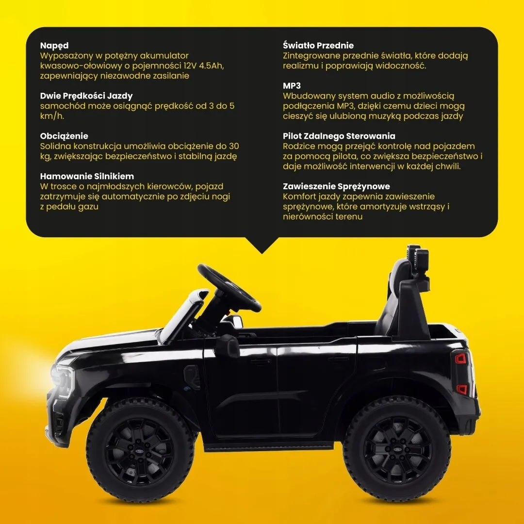 FORD elektrinis automobilis vaikams 12V 4.5Ah su MP3 ir nuotolinio valdymo pulteliu