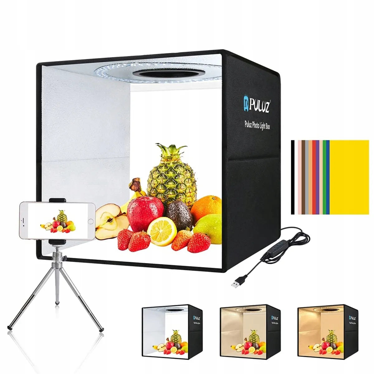 Fotobox 40 × 40 × 40 cm LED bešešėlė fotostudija
