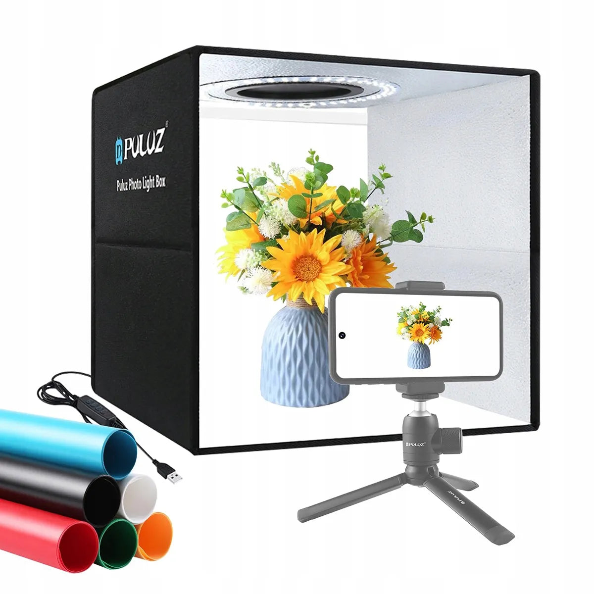 Fotobox 40 × 40 × 40 cm LED bešešėlė fotostudija