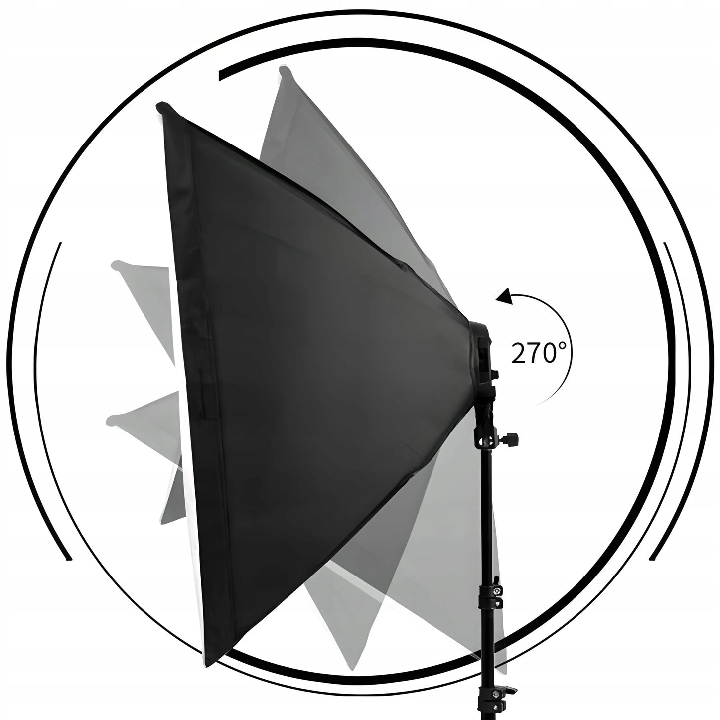 FOTOGRAFIJOS RINKINYS: 2 FOTOGRAFINĖS LEMPOS + 2 TRIKOJAI + 2 SOFTBOX DĖŽĖS 50 × 70 cm