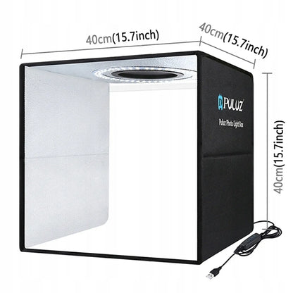 Fotografinė bešešėlė palapinė, produktų fotografavimo dėžė 40 cm su LED apšvietimu