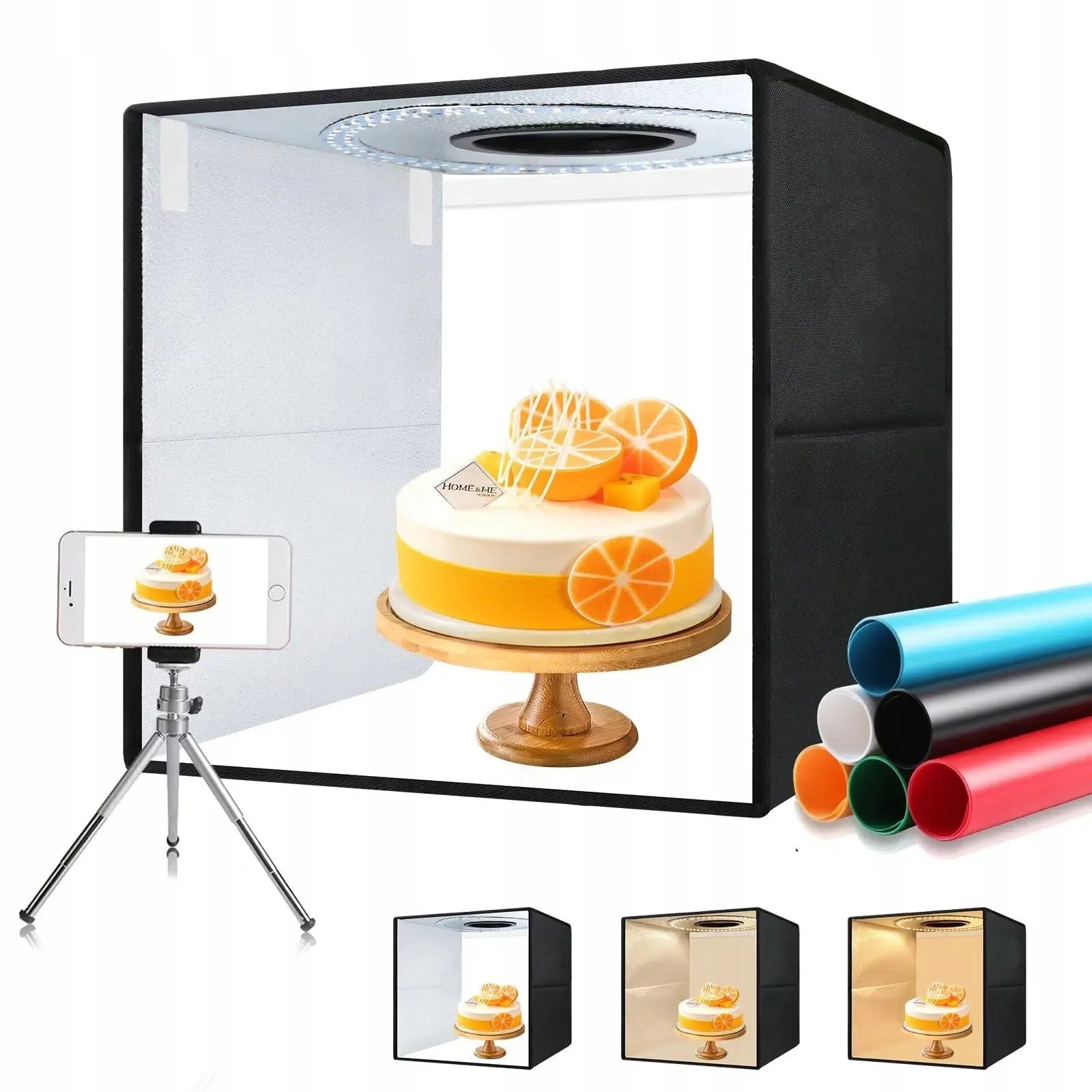 Fotografinė bešešėlė palapinė, produktų fotografavimo dėžė 40 cm su LED apšvietimu