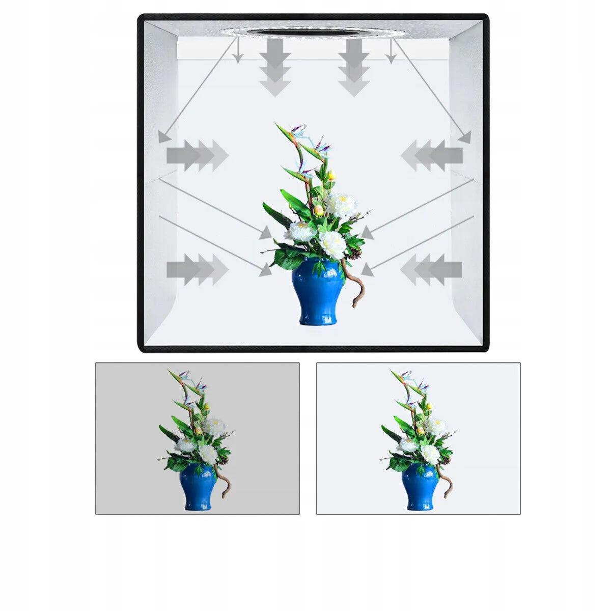 Fotografinė bešešėlė palapinė, produktų fotografavimo dėžė 40 cm su LED apšvietimu