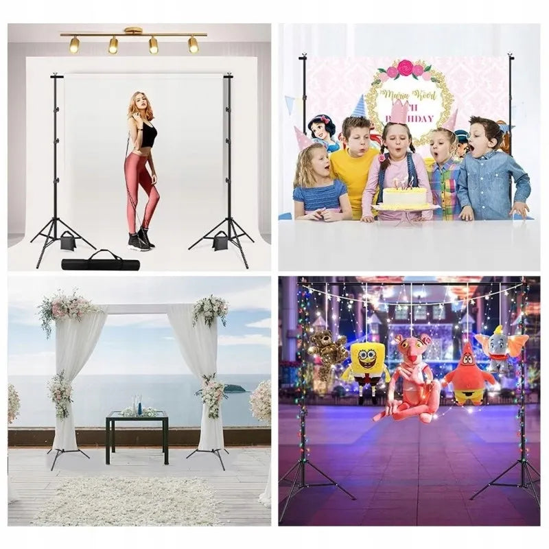 Fotografinio fono stovo komplektas oreNICE 200 × 200 cm su dėklu ir spaustukais, 2x2m