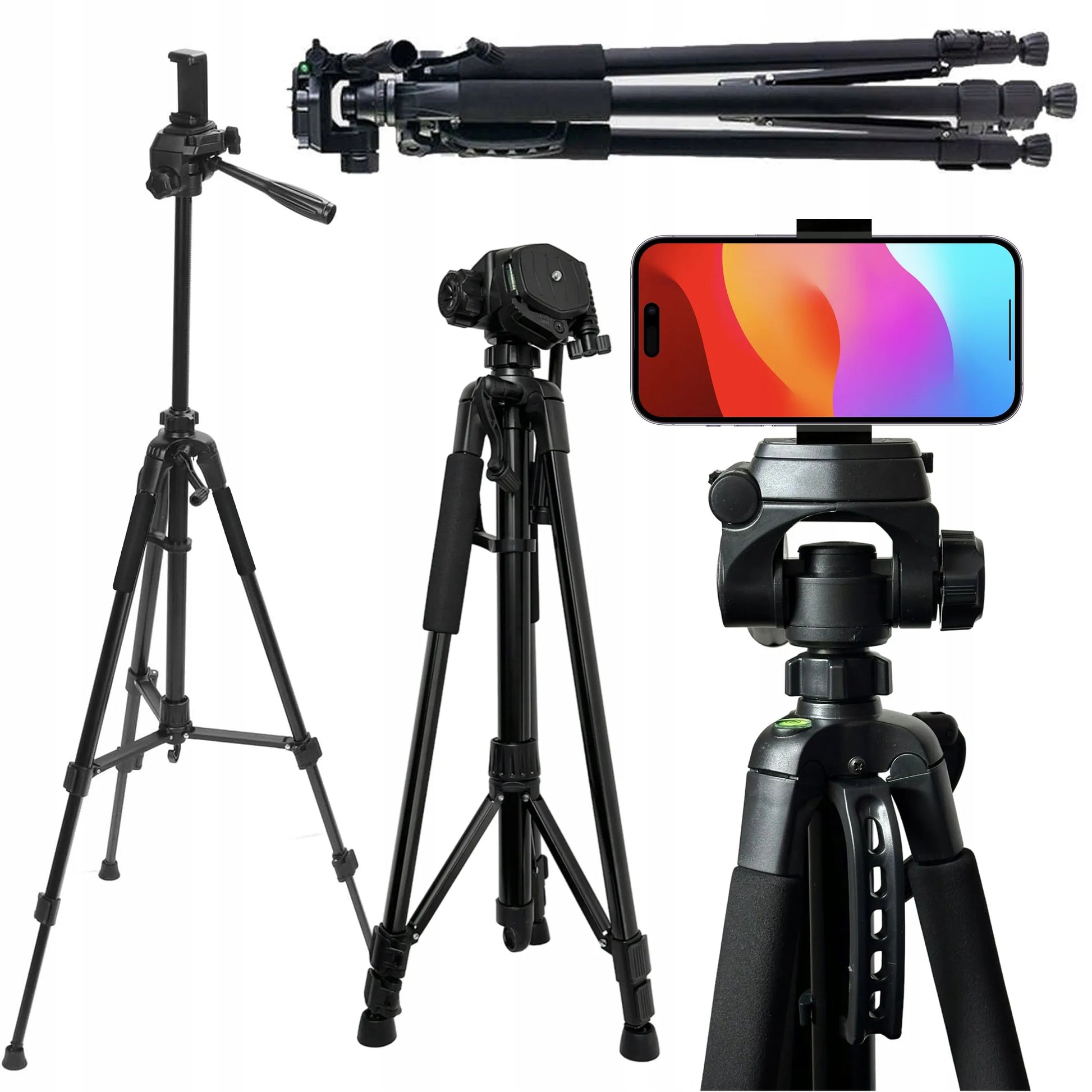 Fotografinis stovas trikojis Alogy PRO su laikikliu telefonui, fotoaparatui ir kamerai 1/4
