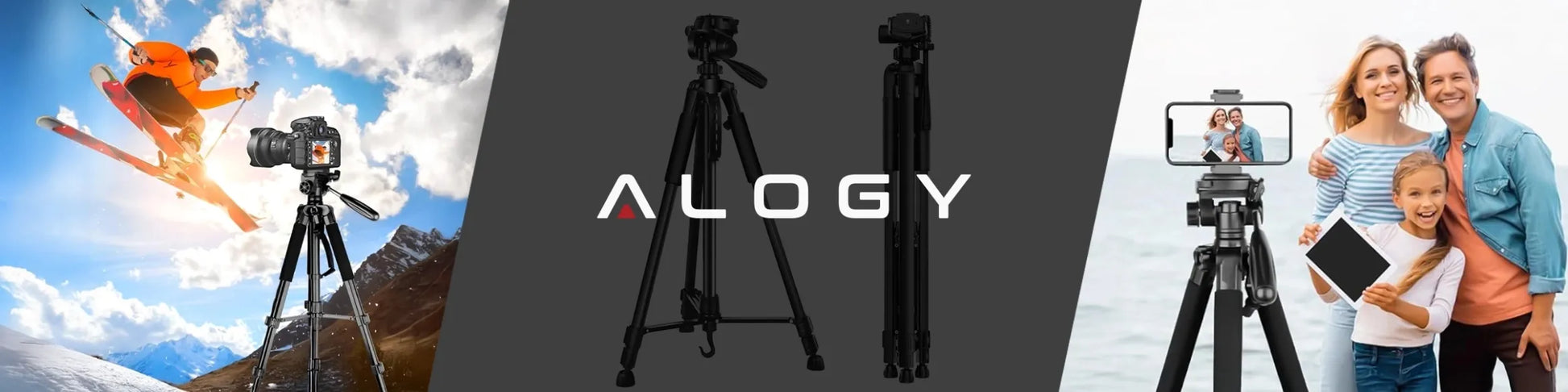 Fotografinis stovas trikojis Alogy PRO su laikikliu telefonui, fotoaparatui ir kamerai 1/4