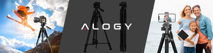 Fotografinis stovas trikojis Alogy PRO su laikikliu telefonui, fotoaparatui ir kamerai 1/4