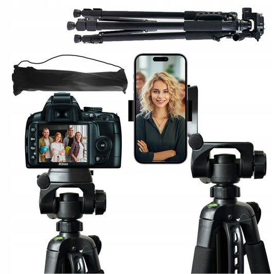 Fotografinis stovas trikojis Alogy PRO su laikikliu telefonui, fotoaparatui ir kamerai 1/4
