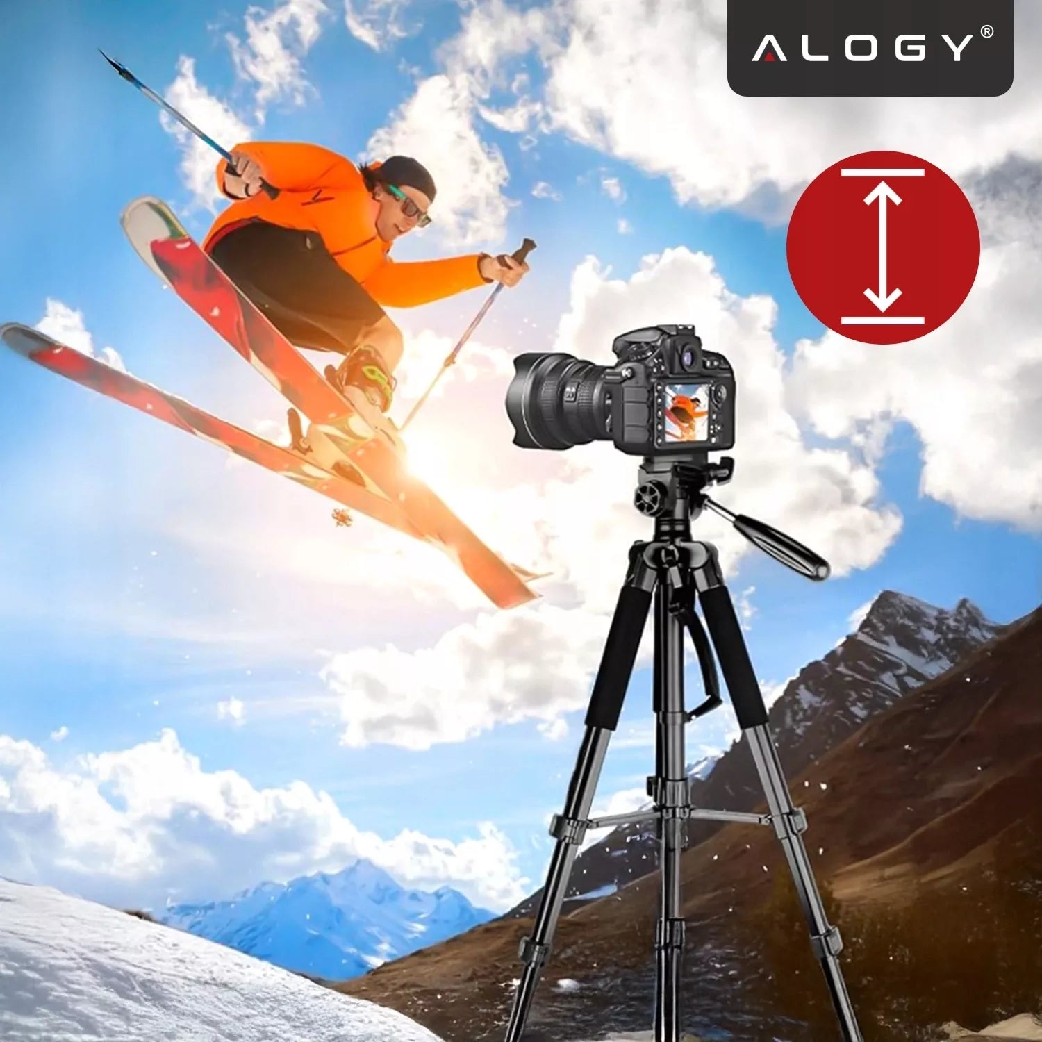 Fotografinis stovas trikojis Alogy PRO su laikikliu telefonui, fotoaparatui ir kamerai 1/4