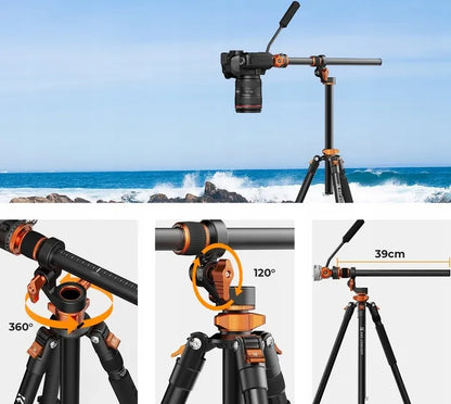 Fotografinis trikojis monopodas vaizdo įrašams 240cm K&F T254A7 + skysčio galvutė FH-03
