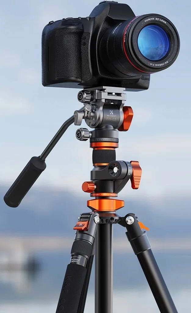 Fotografinis trikojis monopodas vaizdo įrašams 240cm K&F T254A7 + skysčio galvutė FH-03