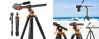 Fotografinis trikojis monopodas vaizdo įrašams 240cm K&F T254A7 + skysčio galvutė FH-03