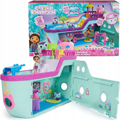 „Gabby’s Dollhouse“ interaktyvus laivas su baseinu, undinėlės katytė ir 2 figūrėlės