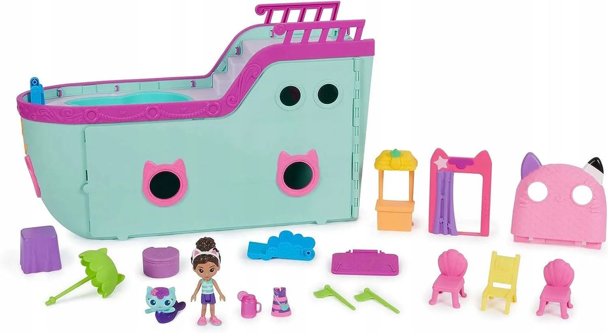„Gabby’s Dollhouse“ interaktyvus laivas su baseinu, undinėlės katytė ir 2 figūrėlės