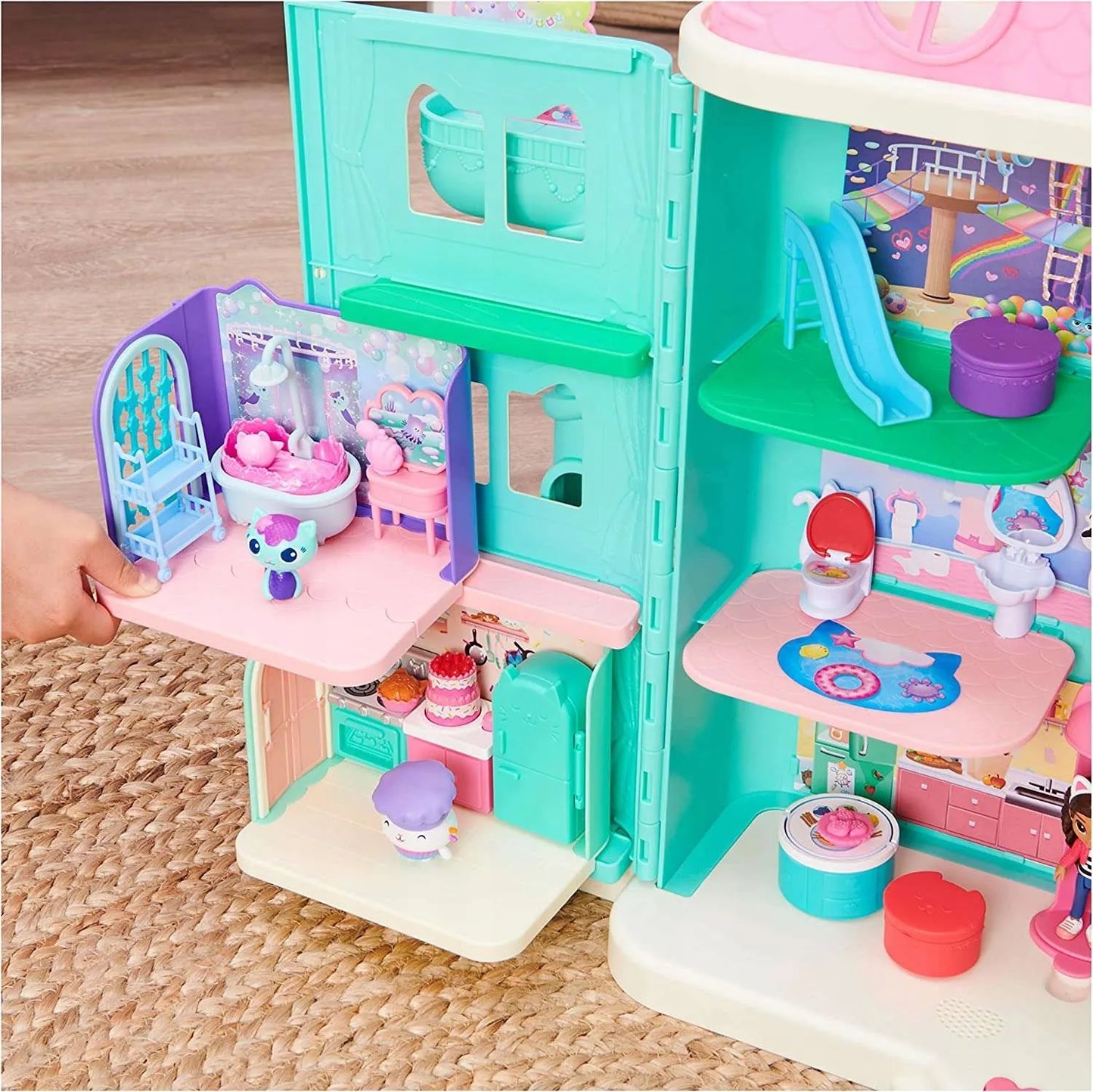 Gabby's Dollhouse vonios kambario rinkinys su „MerCat“ figūrėle ir baldais