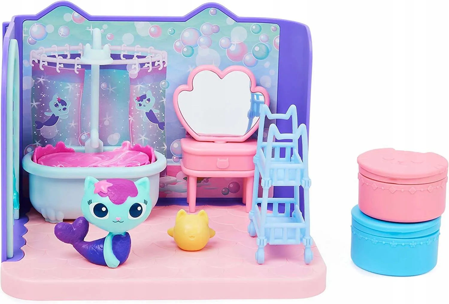 Gabby's Dollhouse vonios kambario rinkinys su „MerCat“ figūrėle ir baldais