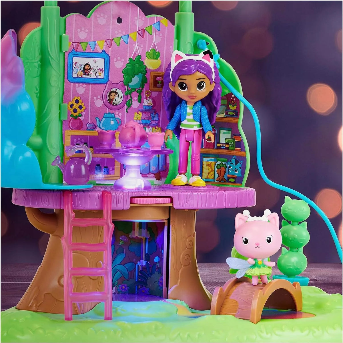 Gabi katinėlių namai „Spin Master“ medžio namelio rinkinys su sūpynėmis, Gabi ir fėjos Kitty Fairy figūrėlėmis