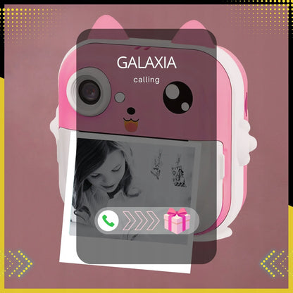 GALAXIA „Drukuś“ mini terminis spausdintuvas ir momentinis fotoaparatas vaikams su 13 ritinėlių