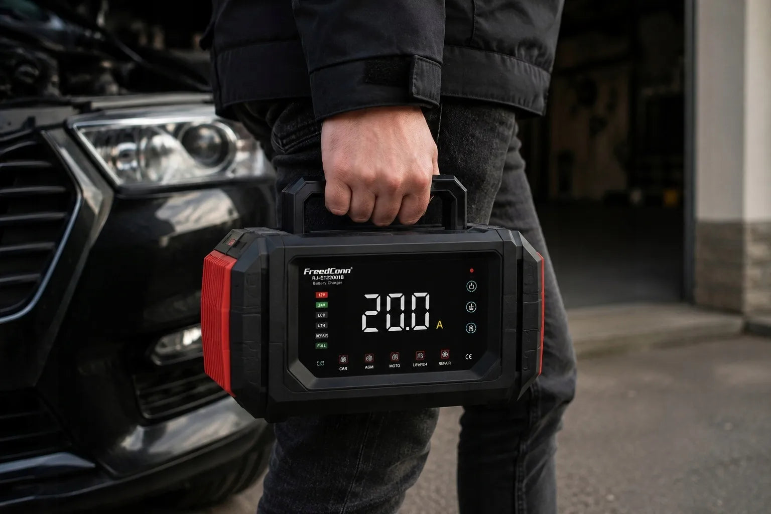GALINGAS 20A 12V 24V AKUMULIATORIŲ ĮKROVIKLIS MIKROAUTOBUSAMS IR LENGVIESIEMS AUTOMOBILIAMS