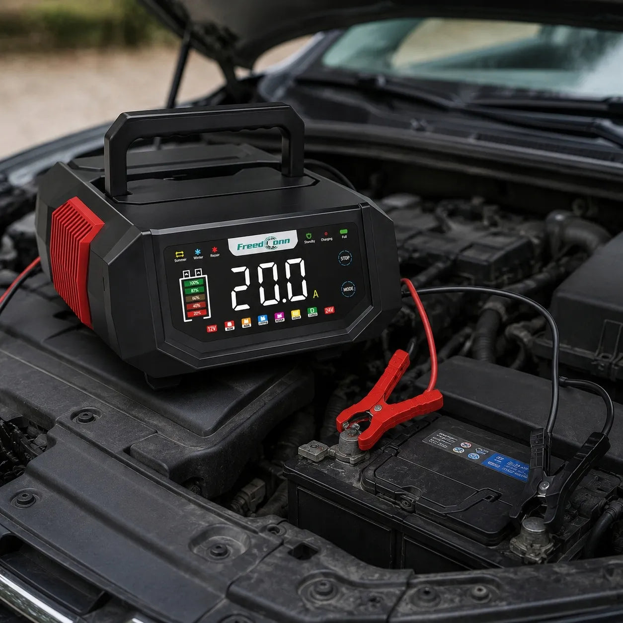 GALINGAS 20A 12V 24V AKUMULIATORIŲ ĮKROVIKLIS MIKROAUTOBUSAMS IR LENGVIESIEMS AUTOMOBILIAMS