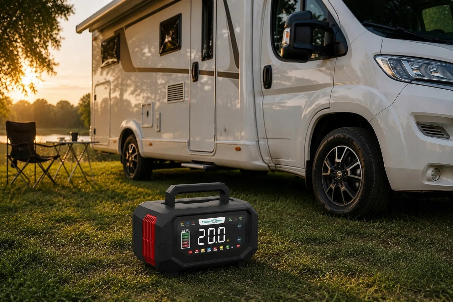 GALINGAS 20A 12V 24V AKUMULIATORIŲ ĮKROVIKLIS MIKROAUTOBUSAMS IR LENGVIESIEMS AUTOMOBILIAMS