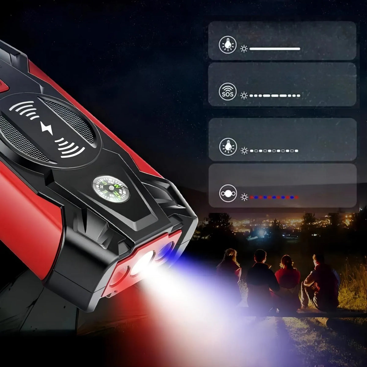 Galingas automobilinis paleidimo įrenginys „Power Bank“ su žibintu, 20 000 mAh, 12 V