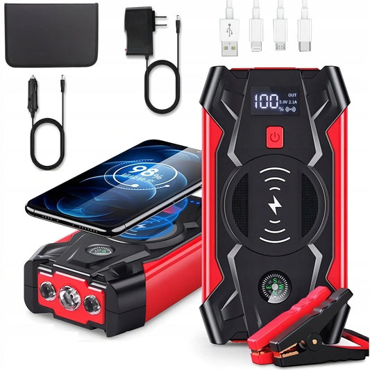 Galingas automobilinis paleidimo įrenginys „Power Bank“ su žibintu, 20 000 mAh, 12 V
