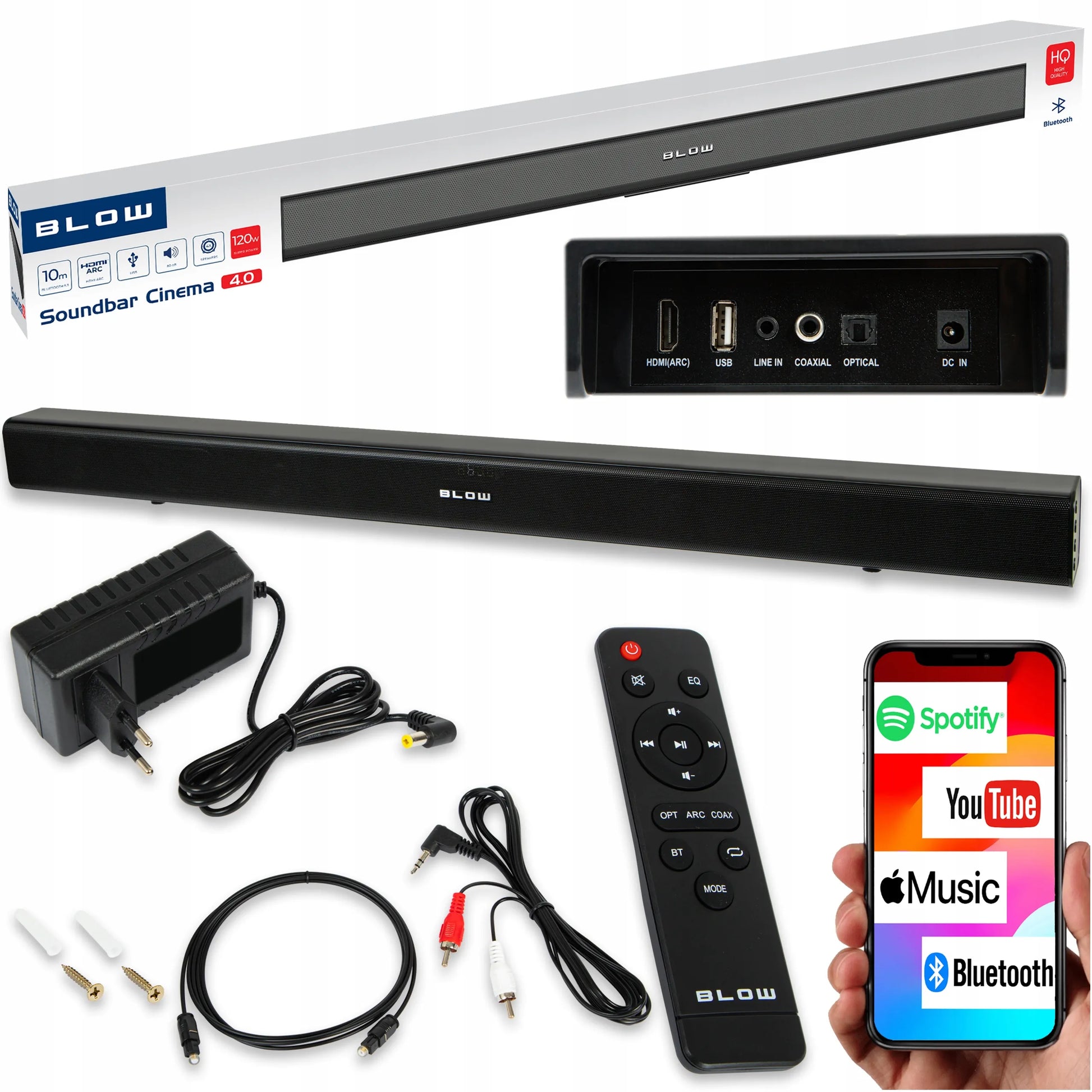 Galingas BLOW CINEMA 4.0 V2 „Bluetooth“ garso baras, 120 W, USB, HDMI, AUX