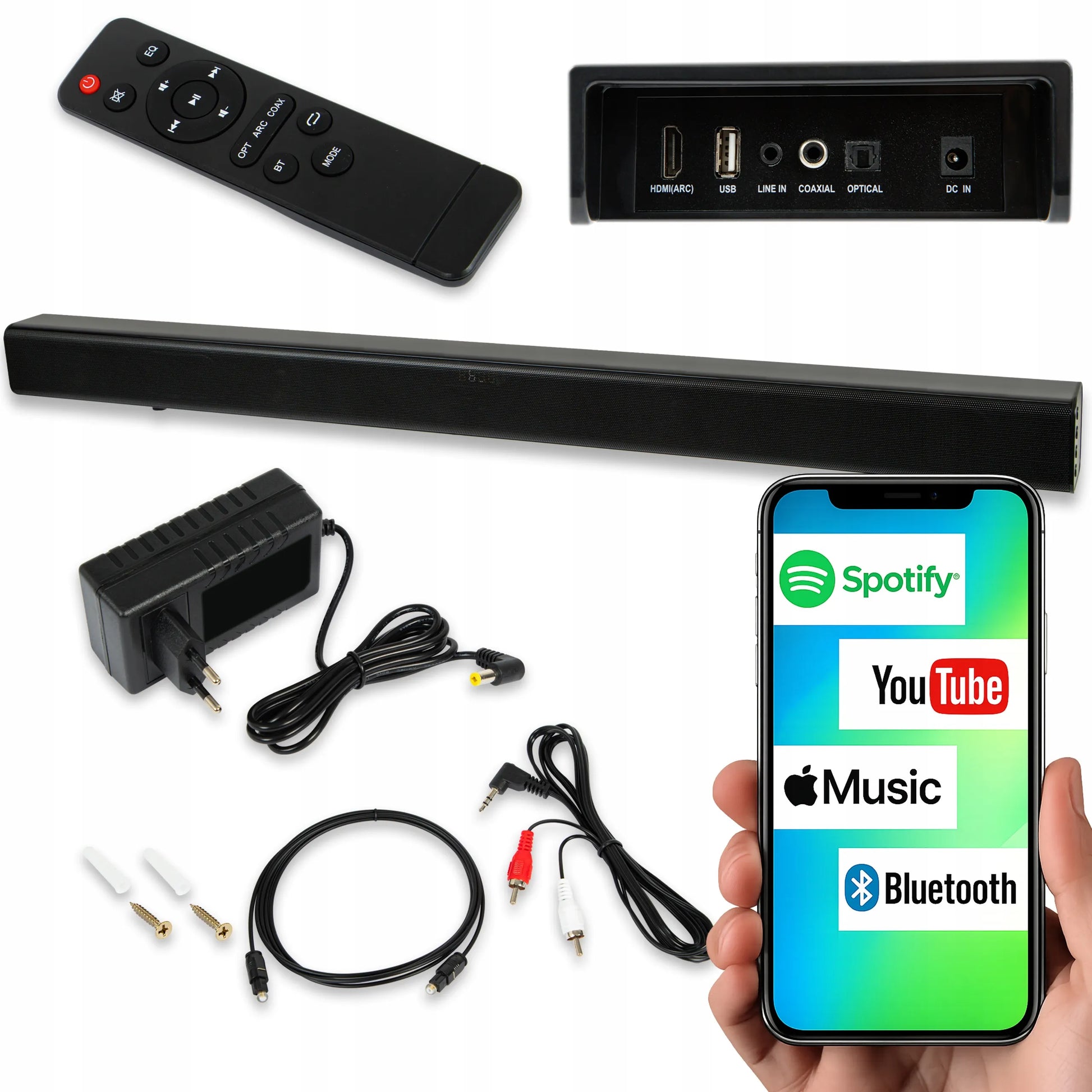 Galingas Bluetooth garso baras garsiakalbis USB HDMI televizoriui 120W