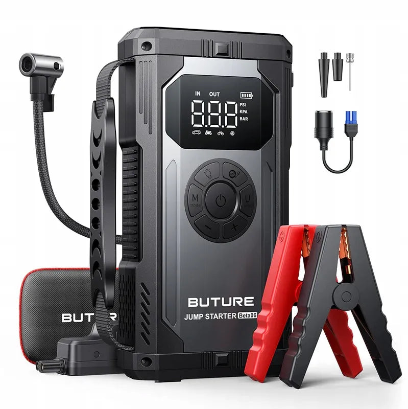 Galingas Buture Beta06 automobilinis paleidiklis, jump starteris, 4000A boosteris su kompresoriumi ir powerbank funkcija