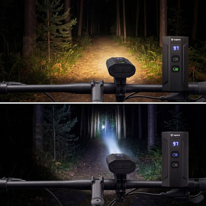 Galingas priekinis ir galinis dviračio žibintų komplektas 1200lm, išorinė baterija, USB-C