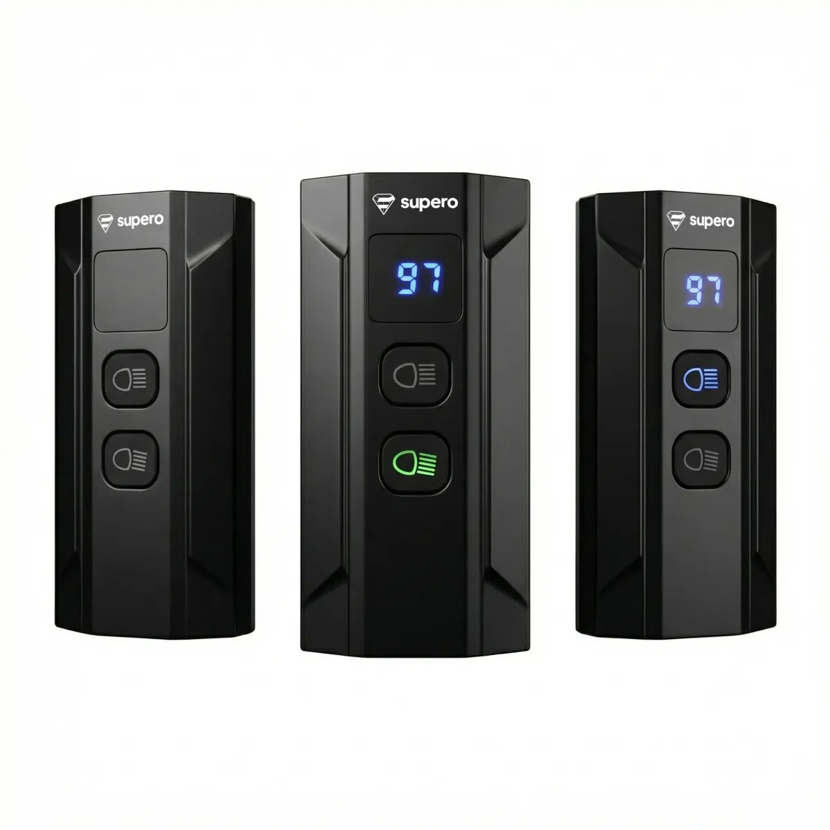 Galingas priekinis ir galinis dviračio žibintų komplektas 1200lm, išorinė baterija, USB-C