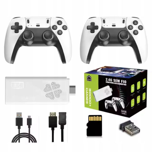 „Game Stick F10 Retro“ žaidimų konsolė, 64 GB, 4K, 31 000 žaidimų, 2 valdikliai, HDMI, „plug & play“