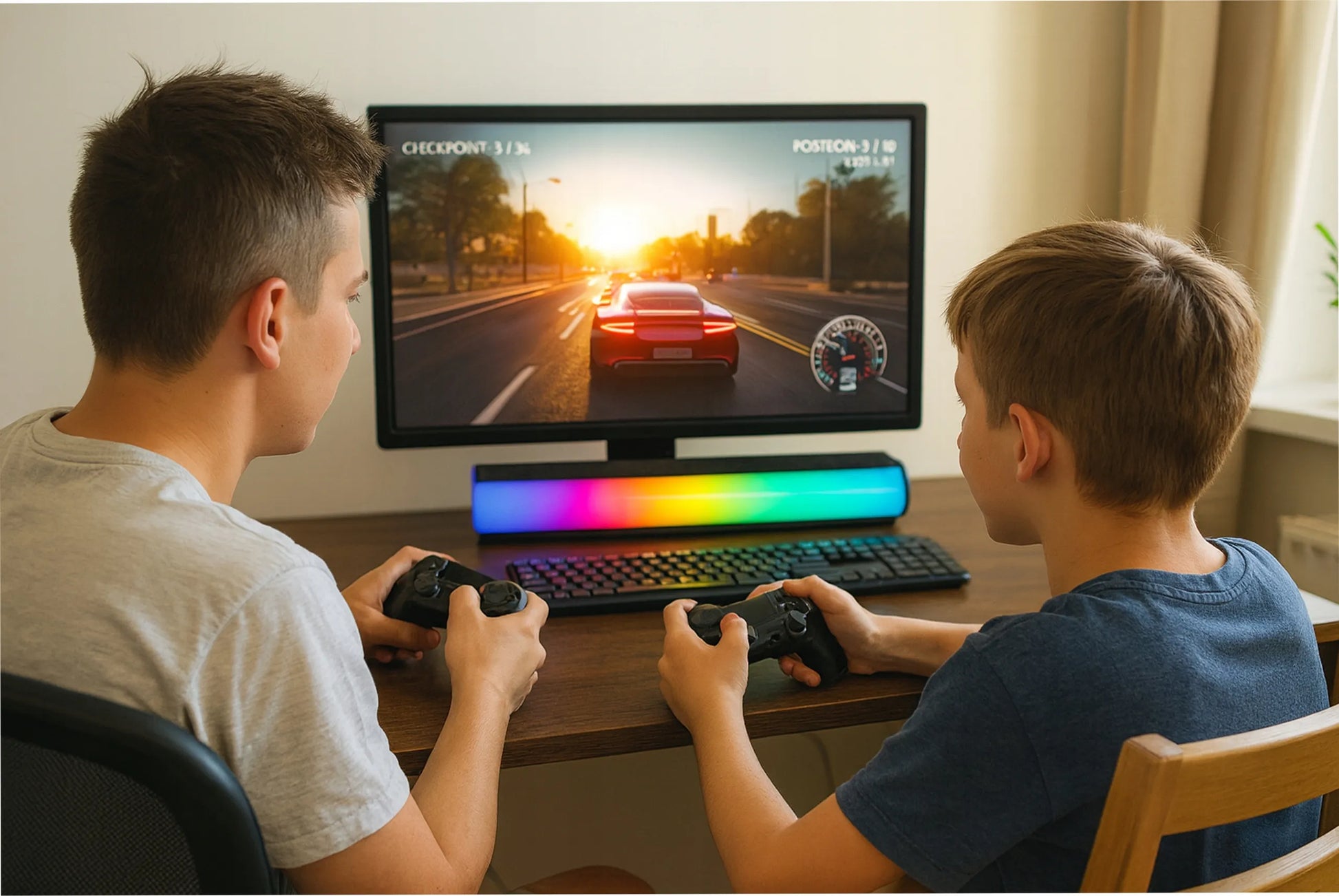Garso kolonėlė SOUNDBAR žaidimams, kompiuterio kolonėlės, LED RGB, USB, 14W