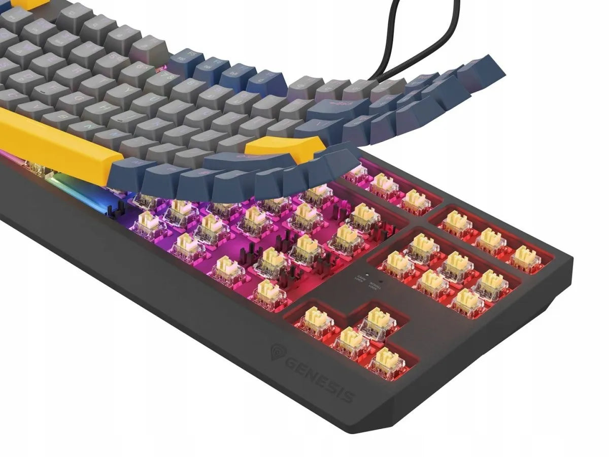 GENESIS Thor 230 TKL mechaninė žaidimų klaviatūra, USB, QWERTY, US International, mėlyna