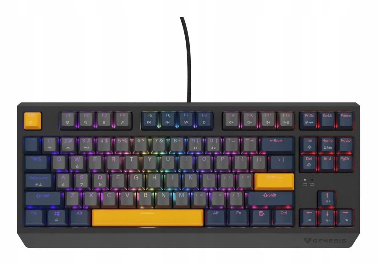 GENESIS Thor 230 TKL mechaninė žaidimų klaviatūra, USB, QWERTY, US International, mėlyna