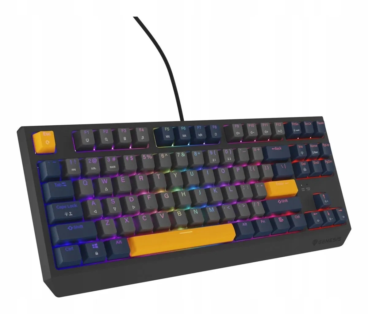 GENESIS Thor 230 TKL mechaninė žaidimų klaviatūra, USB, QWERTY, US International, mėlyna