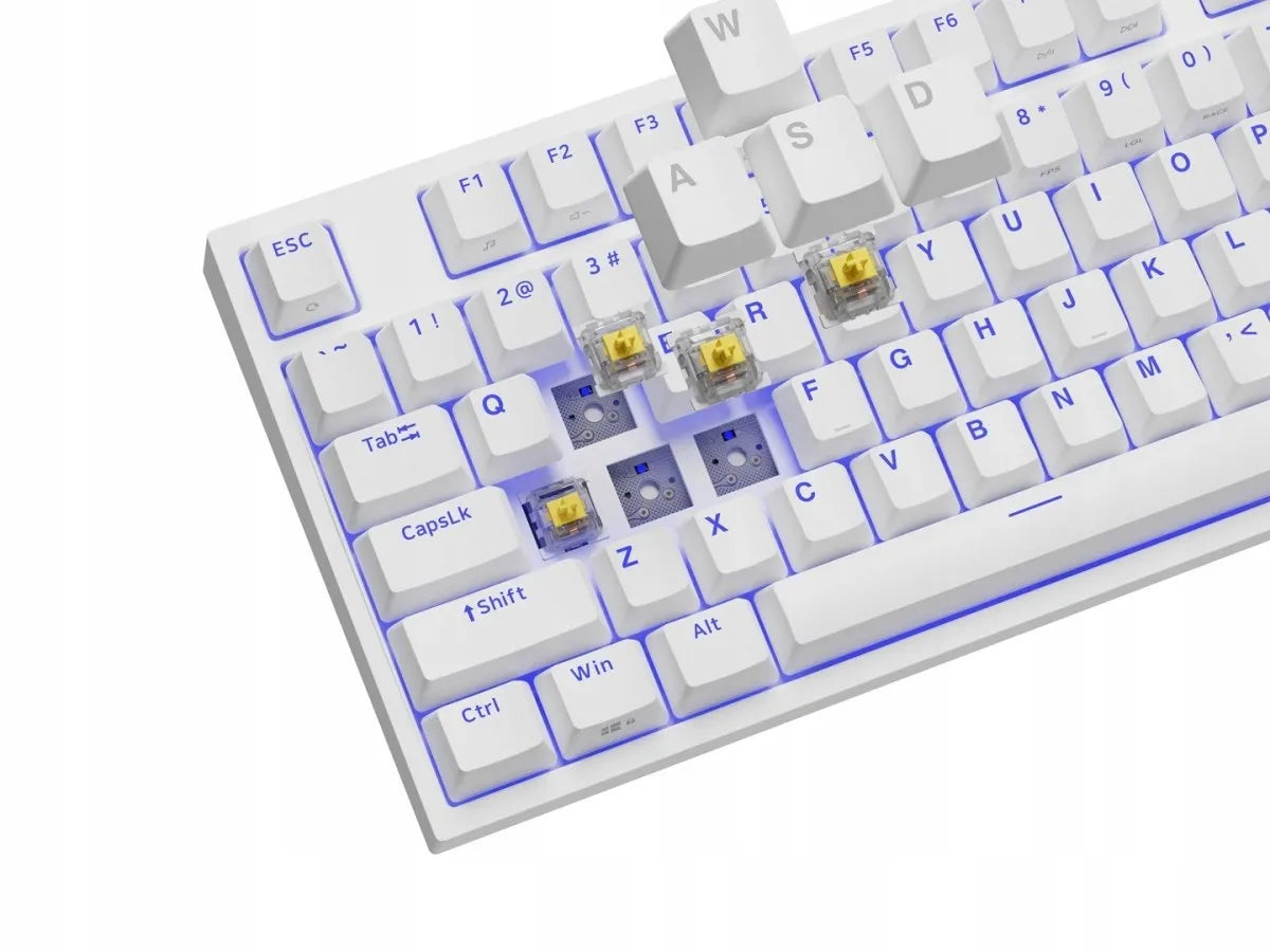 „Genesis Thor 404 TKL“ mechaninė žaidimų klaviatūra, USB, JAV tarptautinis QWERTY, balta, „Gateron Yellow“