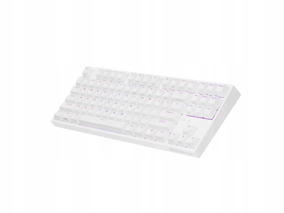 „Genesis Thor 404 TKL“ mechaninė žaidimų klaviatūra, USB, JAV tarptautinis QWERTY, balta, „Gateron Yellow“