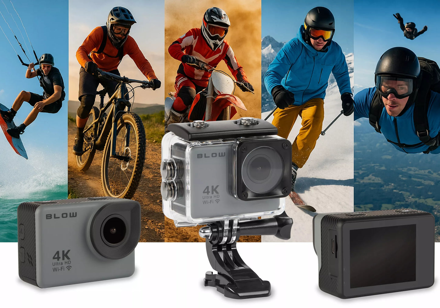 Go Pro4 sporto kamera 4K – WiFi, USB, atspari vandeniui, mikrofonas, priedų rinkinys