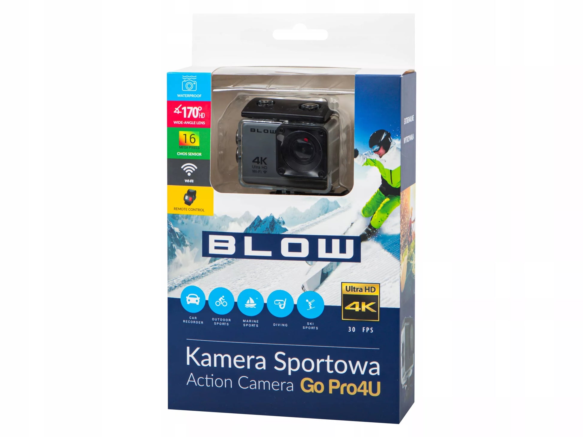 Go Pro4 sporto kamera 4K – WiFi, USB, atspari vandeniui, mikrofonas, priedų rinkinys