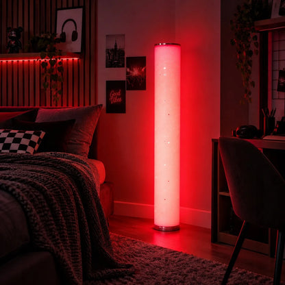 Goldlux Stella LED RGBW toršeras, muzikinė lempa su pulteliu, įvairiaspalvis, 103 cm