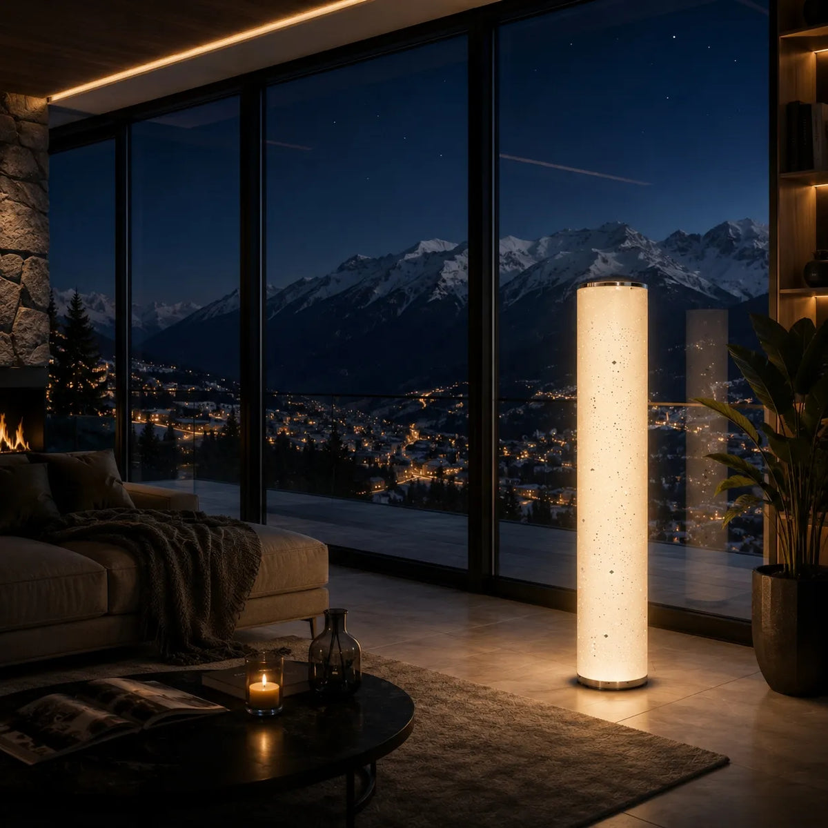 Goldlux Stella LED RGBW toršeras, muzikinė lempa su pulteliu, įvairiaspalvis, 103 cm