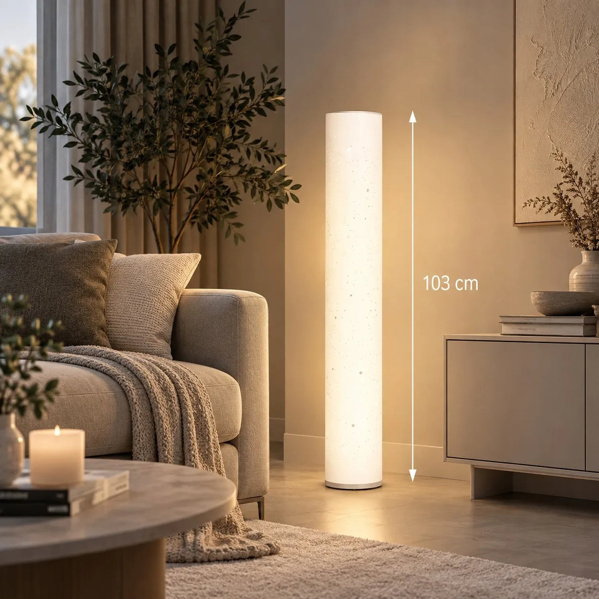 Goldlux Stella LED RGBW toršeras, muzikinė lempa su pulteliu, įvairiaspalvis, 103 cm