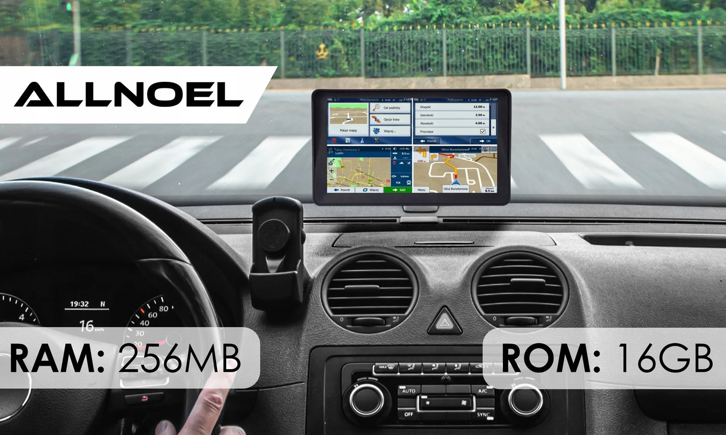 GPS navigacija sunkvežimiams / automobiliams 9" su įrašytais žemėlapiais ( Europai )